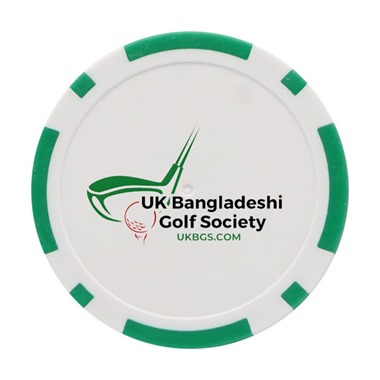 UK Bangladeshi Golf Society Golf Ball Markers - Poker Chip Style - Green