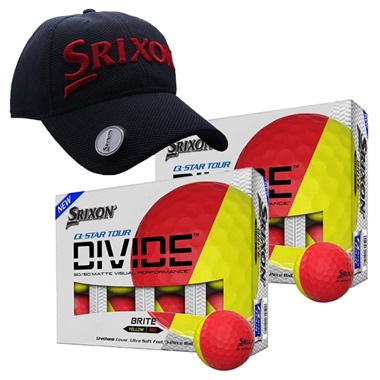 Srixon Q-Star Tour Divide Yellow & Red Golf Balls plus FREE Hat!