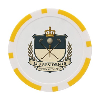Les Residents Golf Society Golf Ball Markers - Poker Chip Style - Yellow