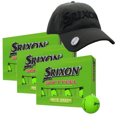 Srixon Soft Feel Green Golf Balls & Hat
