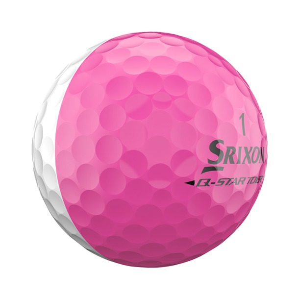 Pink and white 50/50 golf ball