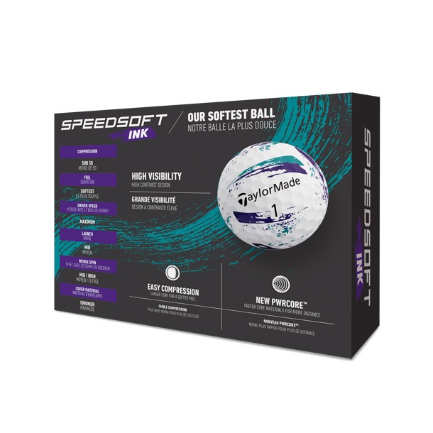 TaylorMade SpeedSoft Ink Teal & Purple Golf Balls 2026