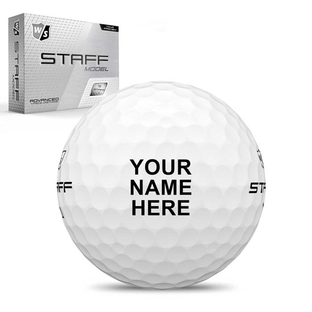 white customsied wilson staff golf ball