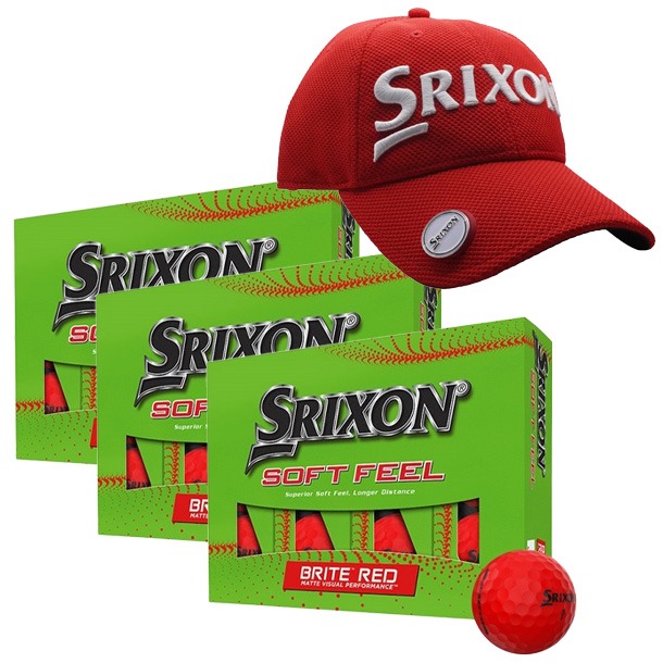 Srixon Gift Set Red Soft Feel Golf Balls and FREE Hat