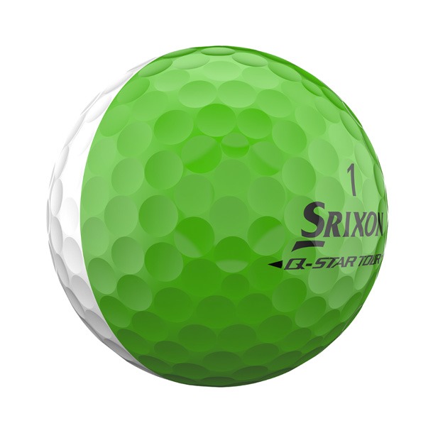 Green and white 50/50 golf ball