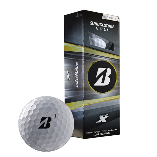 Sleeve of Bridgestone Tour B X white golf balls