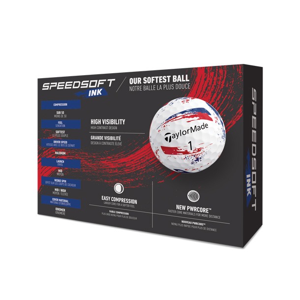 TaylorMade SpeedSoft Ink Red & Blue Golf Balls 2026