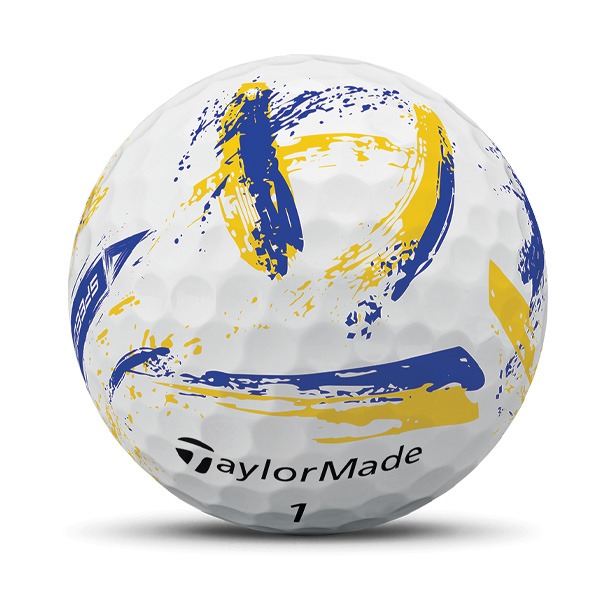 Yellow & Blue TaylorMade SpeedSoft Ink Golf Ball