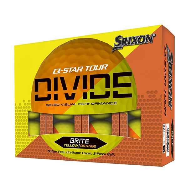 Srixon Q-Star Tour Divide Yellow & Orange Golf Balls 2024 golf box