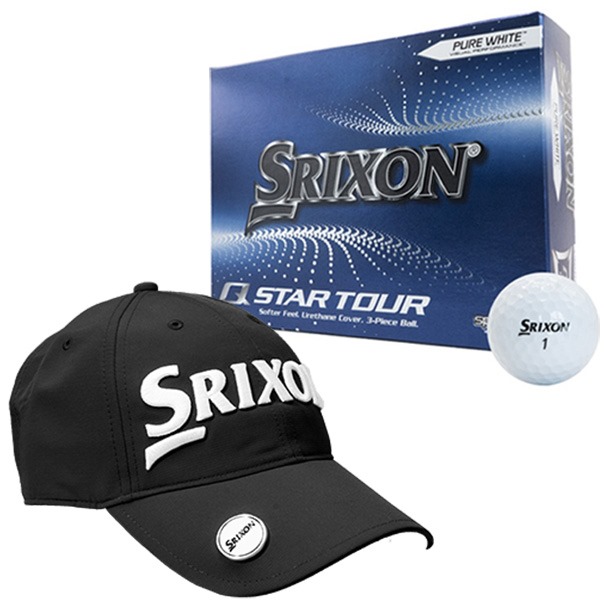 Srixon Q-Star Pure White Balls & Black Marker Cap (Golf Gift Set)
